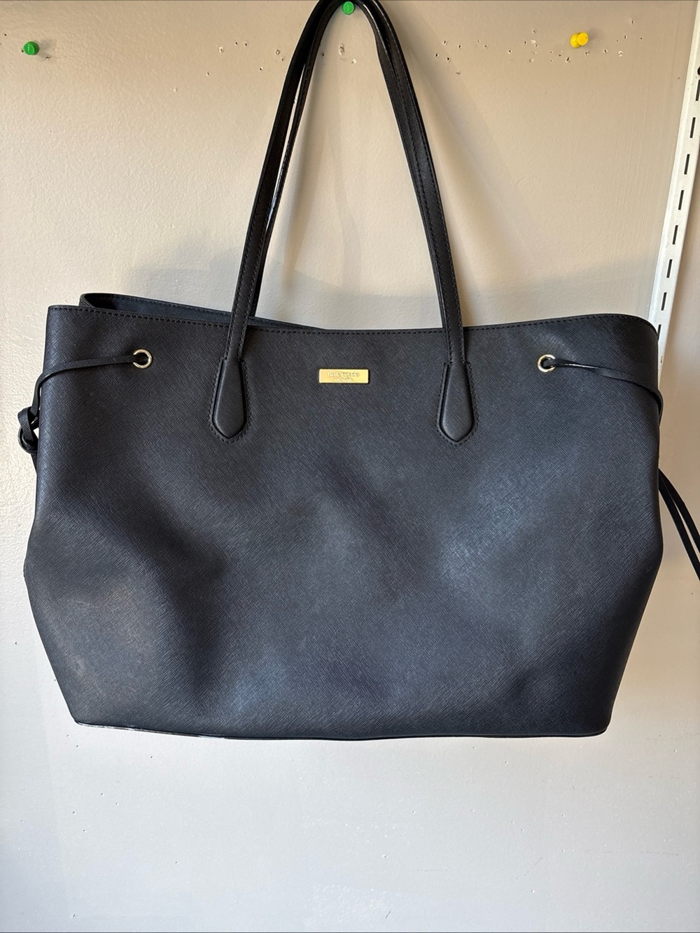 Kate Spade Large Black Tote Bag with Gold Accent